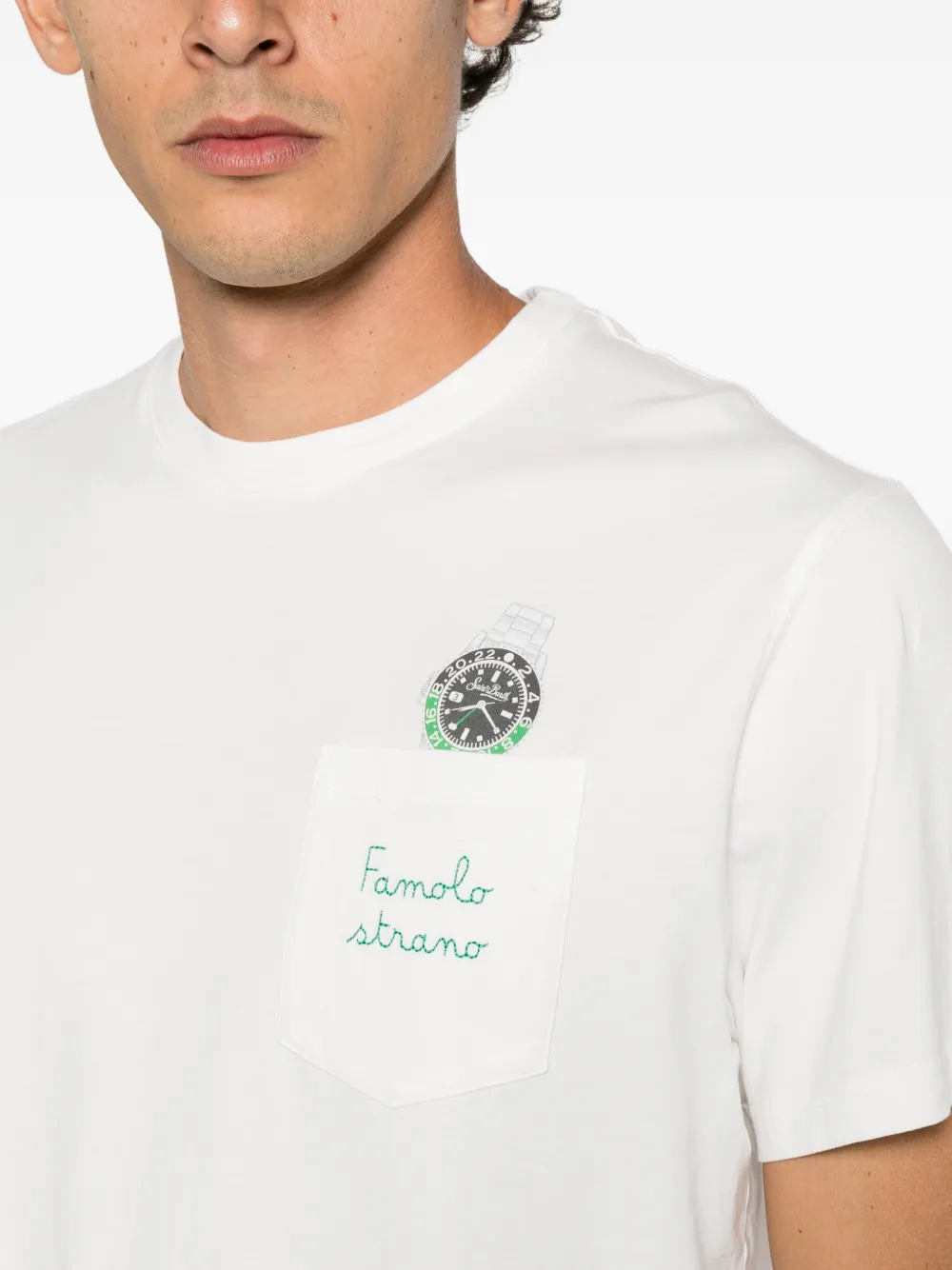 MC2 Saint Barth Connor graphic-print chest-pocket T-shirt Wit