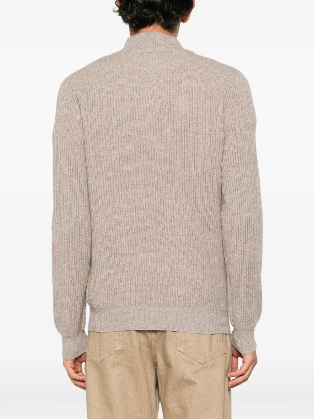MC2 Saint Barth Buck ribbed-knit quarter-zip sweater Beige