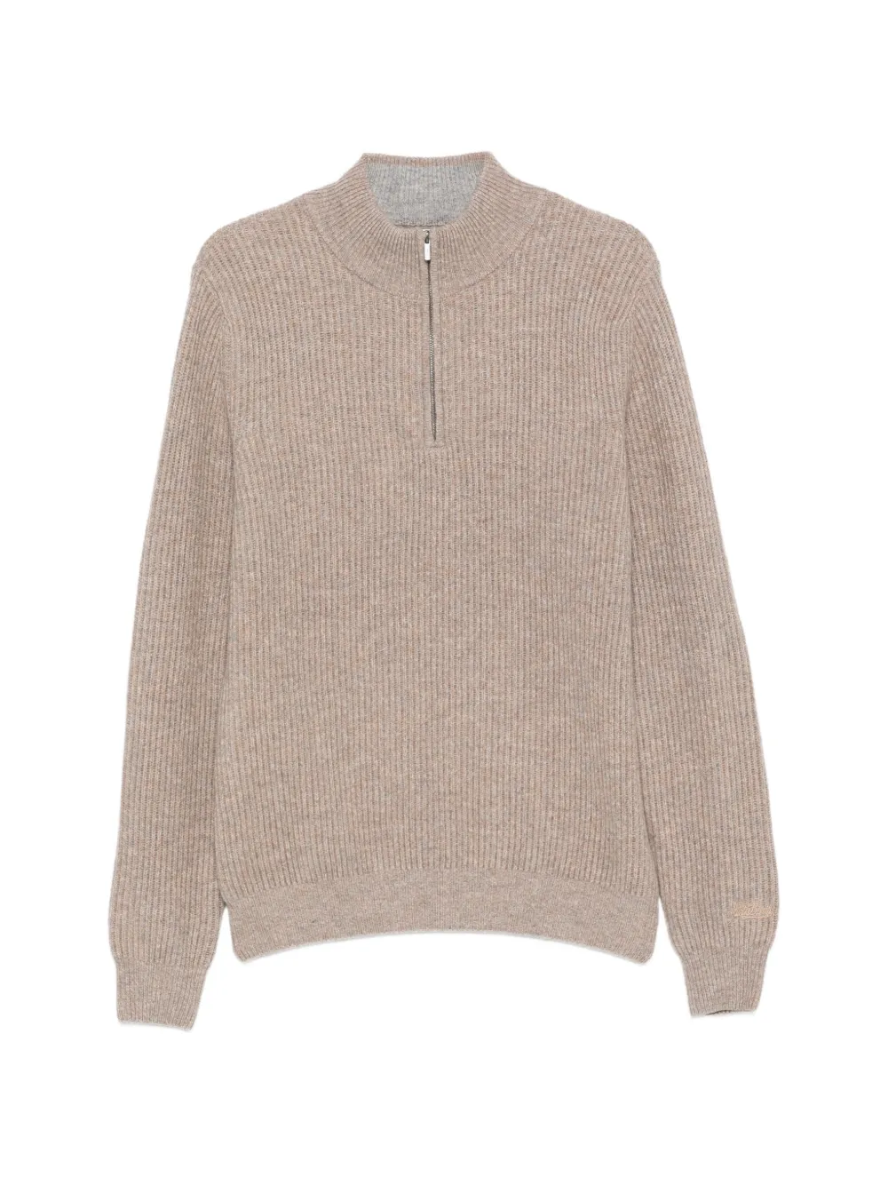 MC2 Saint Barth Buck ribbed-knit quarter-zip sweater Beige