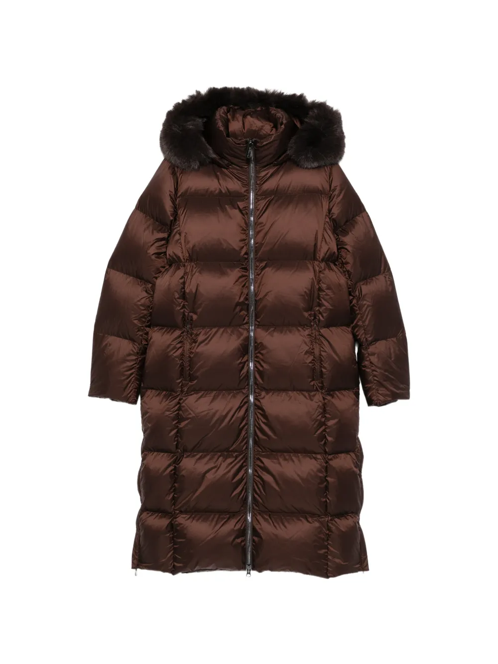 Colmar faux-fur trim quilted coat - Marrone