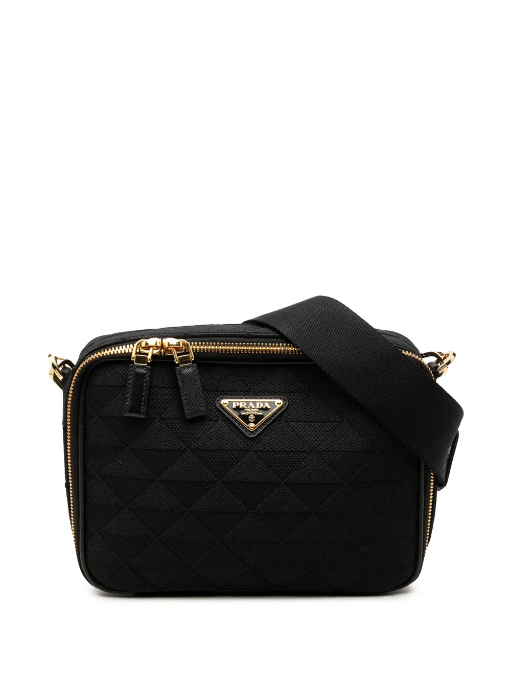 Prada Pre-Owned 2013-2026 Embroidered Canvas Brique Symbole crossbody bag - Nero