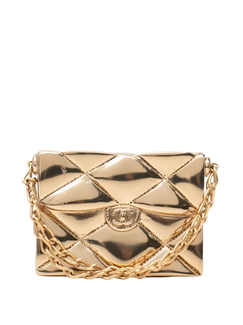 CHANEL Pre-Owned 2002 CC Gold Plated Quilted Classic Flap Pin Brooch costume brooch