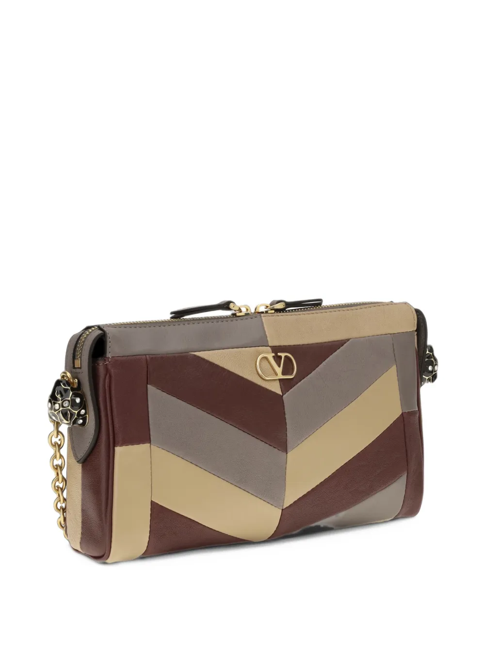 Valentino Garavani Small Panthea Chevron shoulder bag Bruin