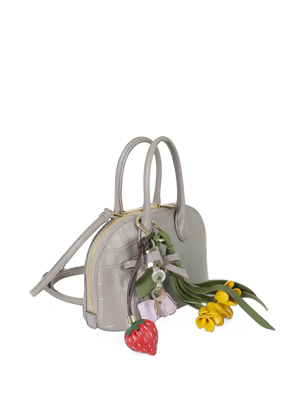 Self-Portrait embossed leather grey mini bag Grijs