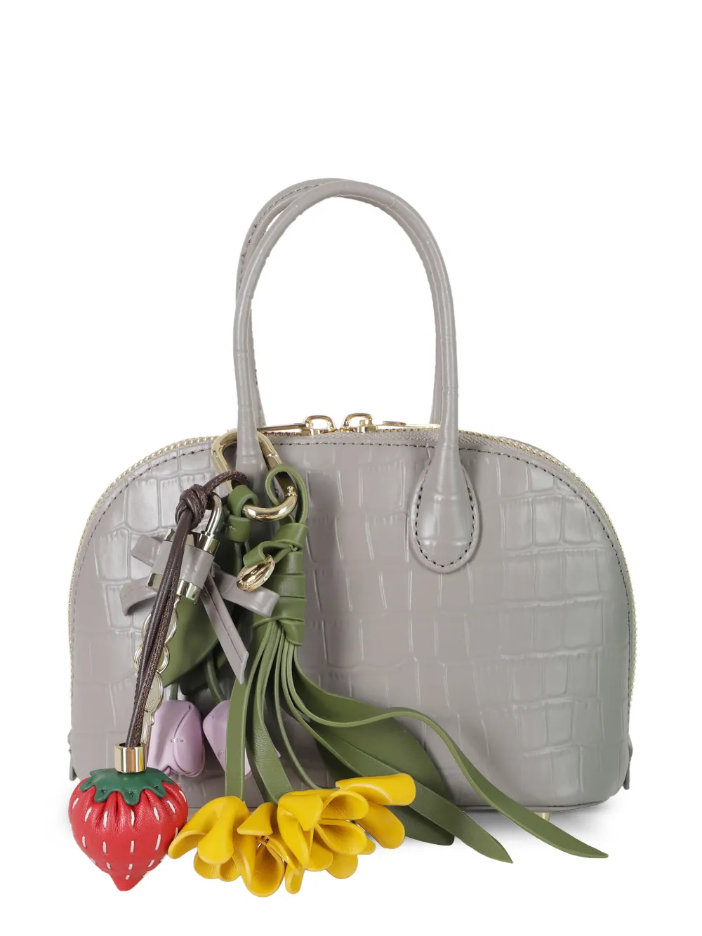 Self-Portrait embossed leather grey mini bag - Grigio