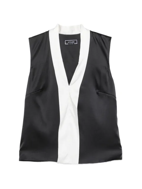 STYLAND shawl-collar contrast blouse