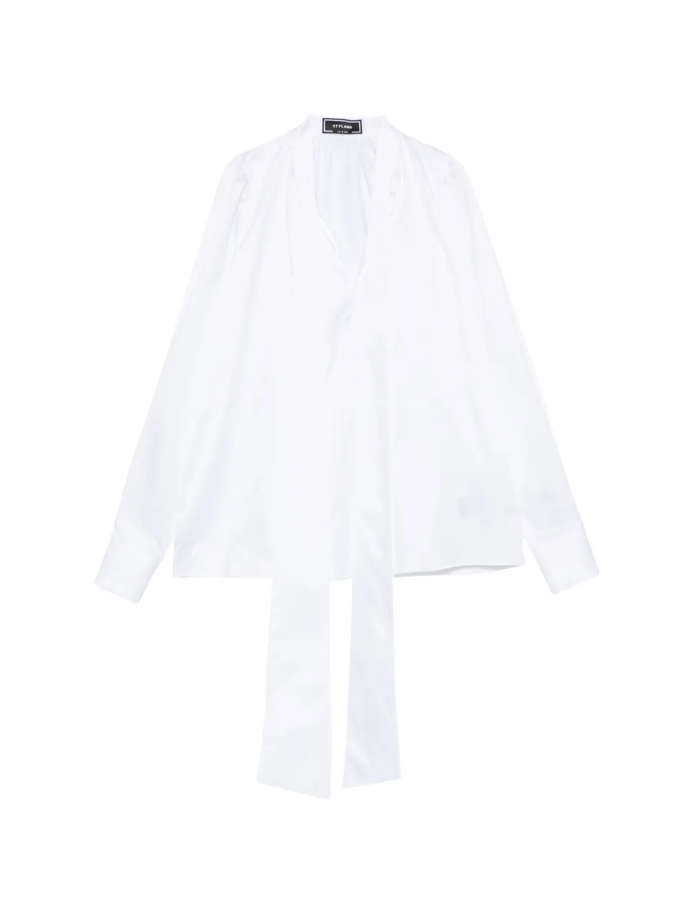 STYLAND pussy-bow poplin blouse Wit