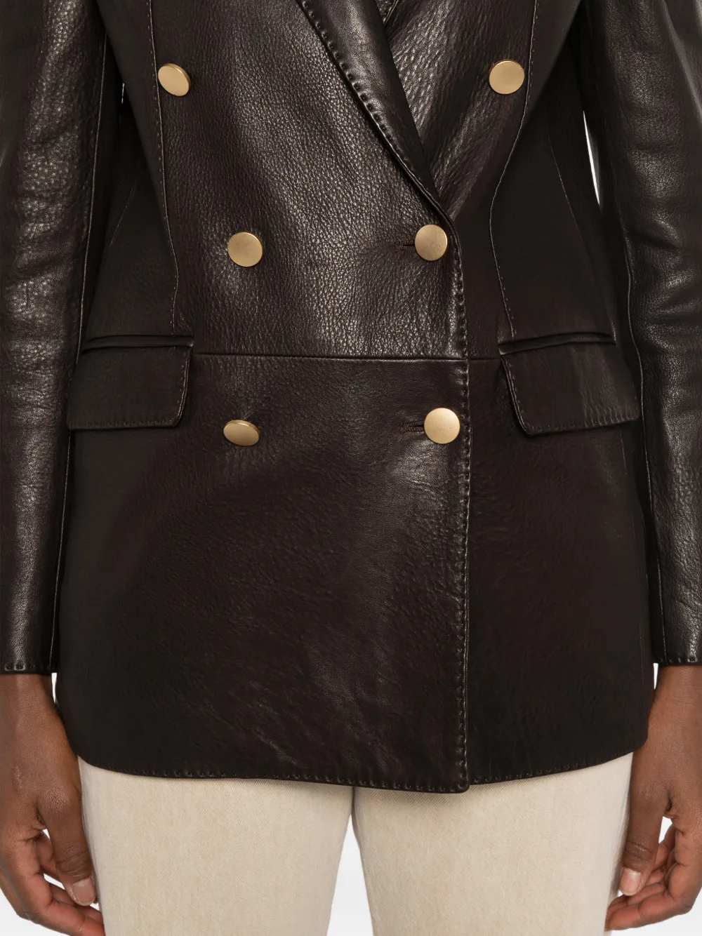 Tagliatore Josie double-breasted leather jacket Bruin