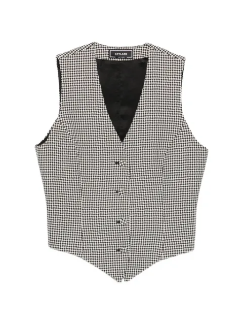 STYLAND houndstooth-pattern waistcoat