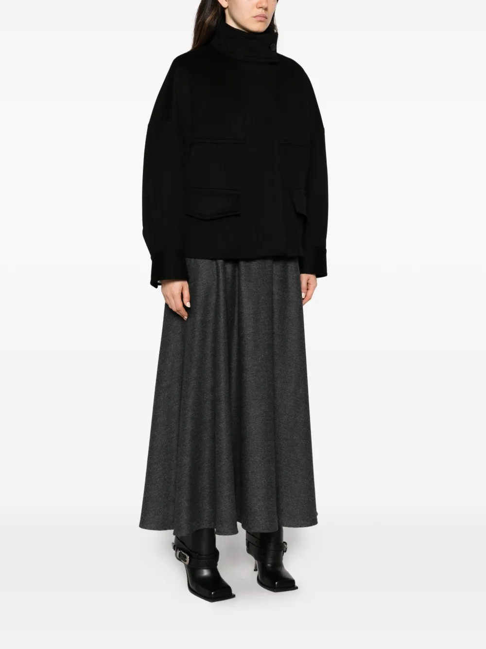 Alberto Biani high-neck boxy-fit jacket Zwart