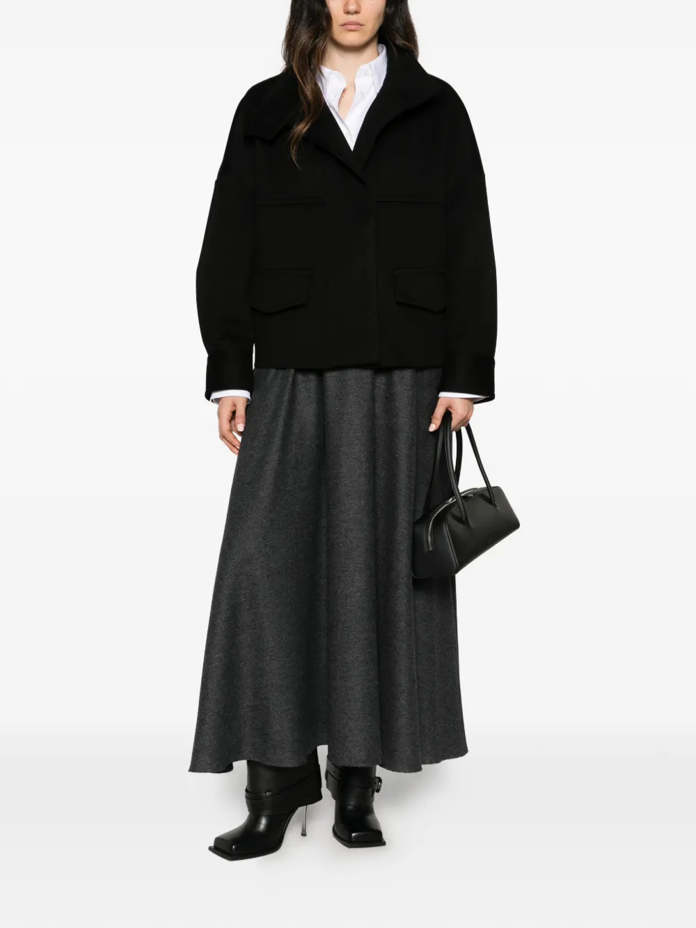 Alberto Biani high-neck boxy-fit jacket Zwart
