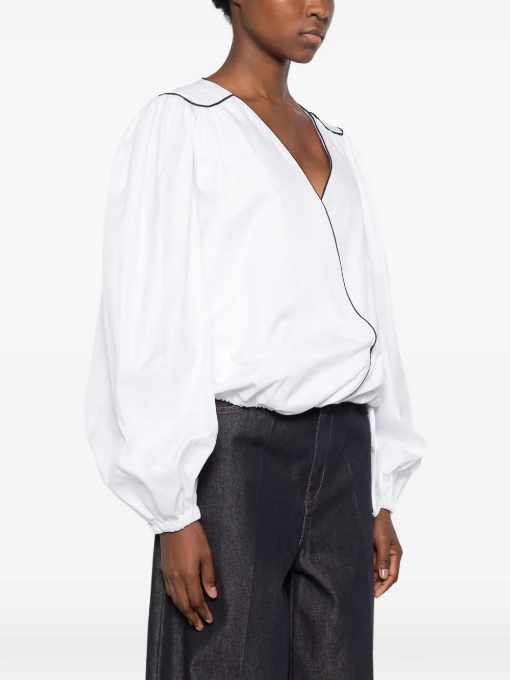 STYLAND Wikkelblouse met biesafwerking Wit