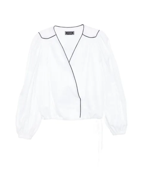 STYLAND piped-trim wrap blouse