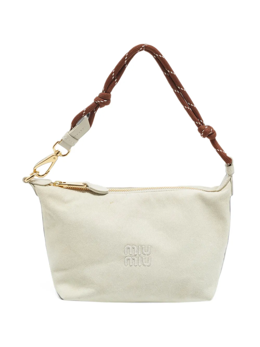 Miu Miu Pre-Owned Gabardine canvas clutch bag - Neutrals