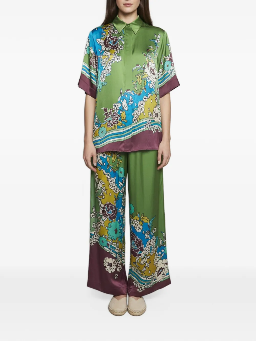 ALEMAIS Nanci floral-print shirt and trousers set - Grün