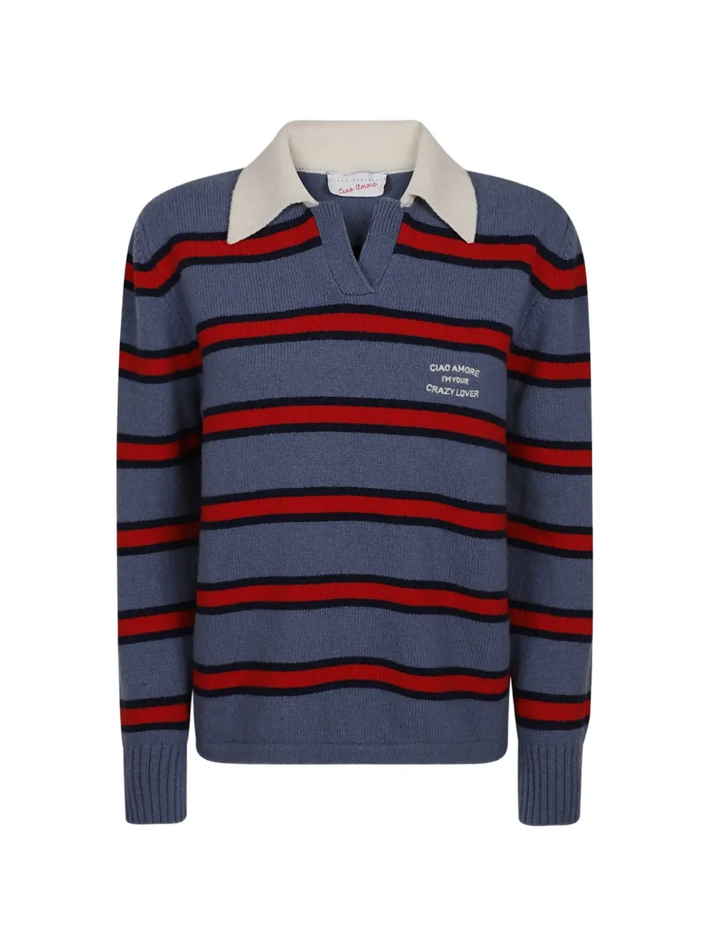 Giada Benincasa pull Crazy Lover rayé et brodé - Bleu Giada Benincasa pull Crazy Lover rayé et brodé - Bleu