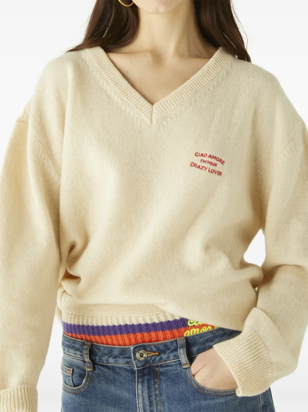 Giada Benincasa Crazy Lover Pullover mit V-Ausschnitt - Nude