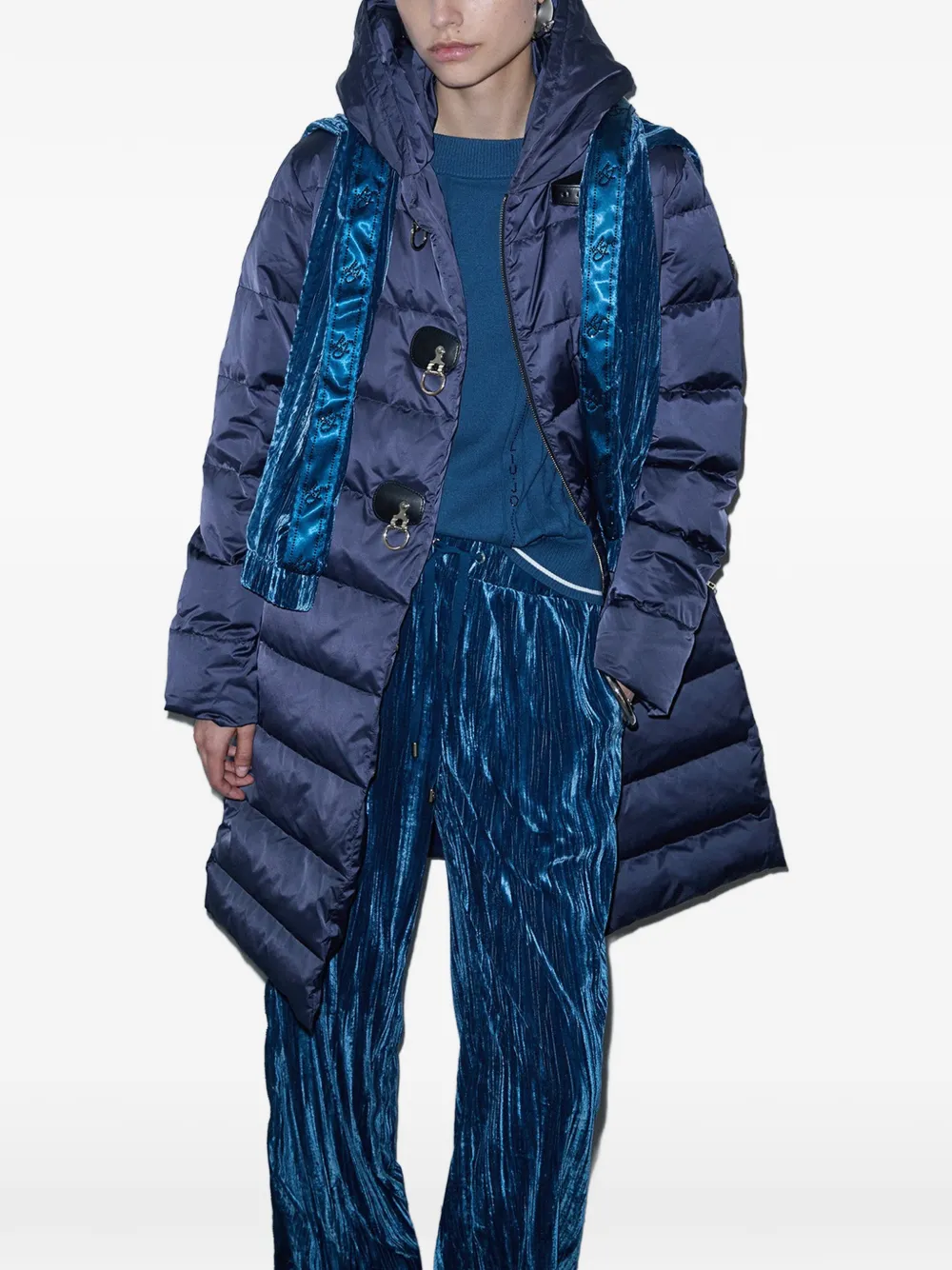 LIU JO Lang donsjack met capuchon Blauw