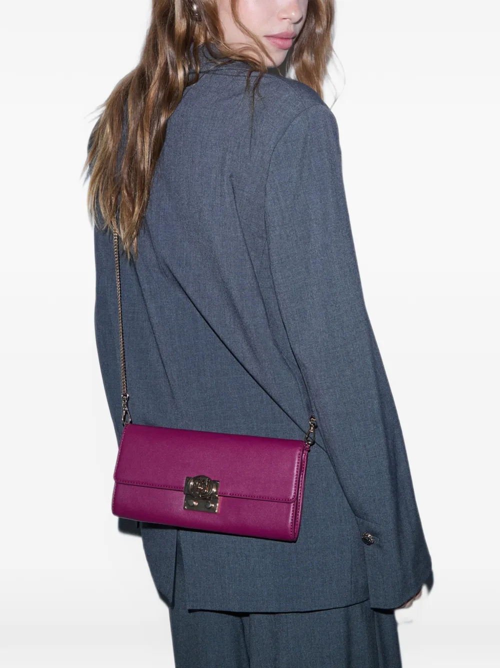 LIU JO logo-plaque medium pouch Roze