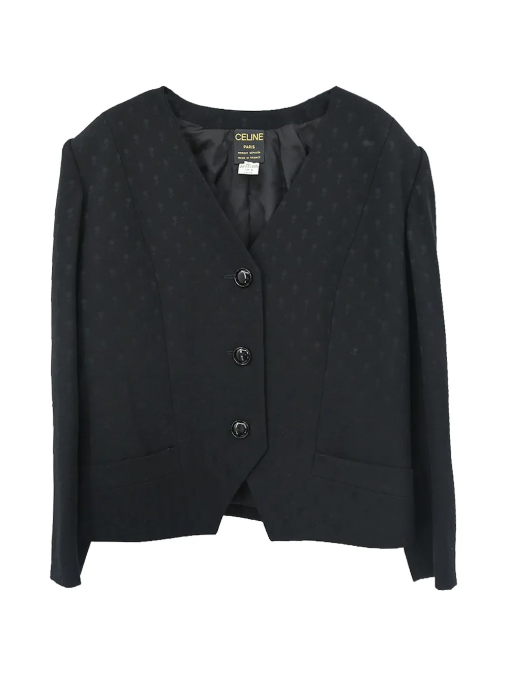 Celine Pre-Owned Kragenlose Jacquard-Jacke - Schwarz