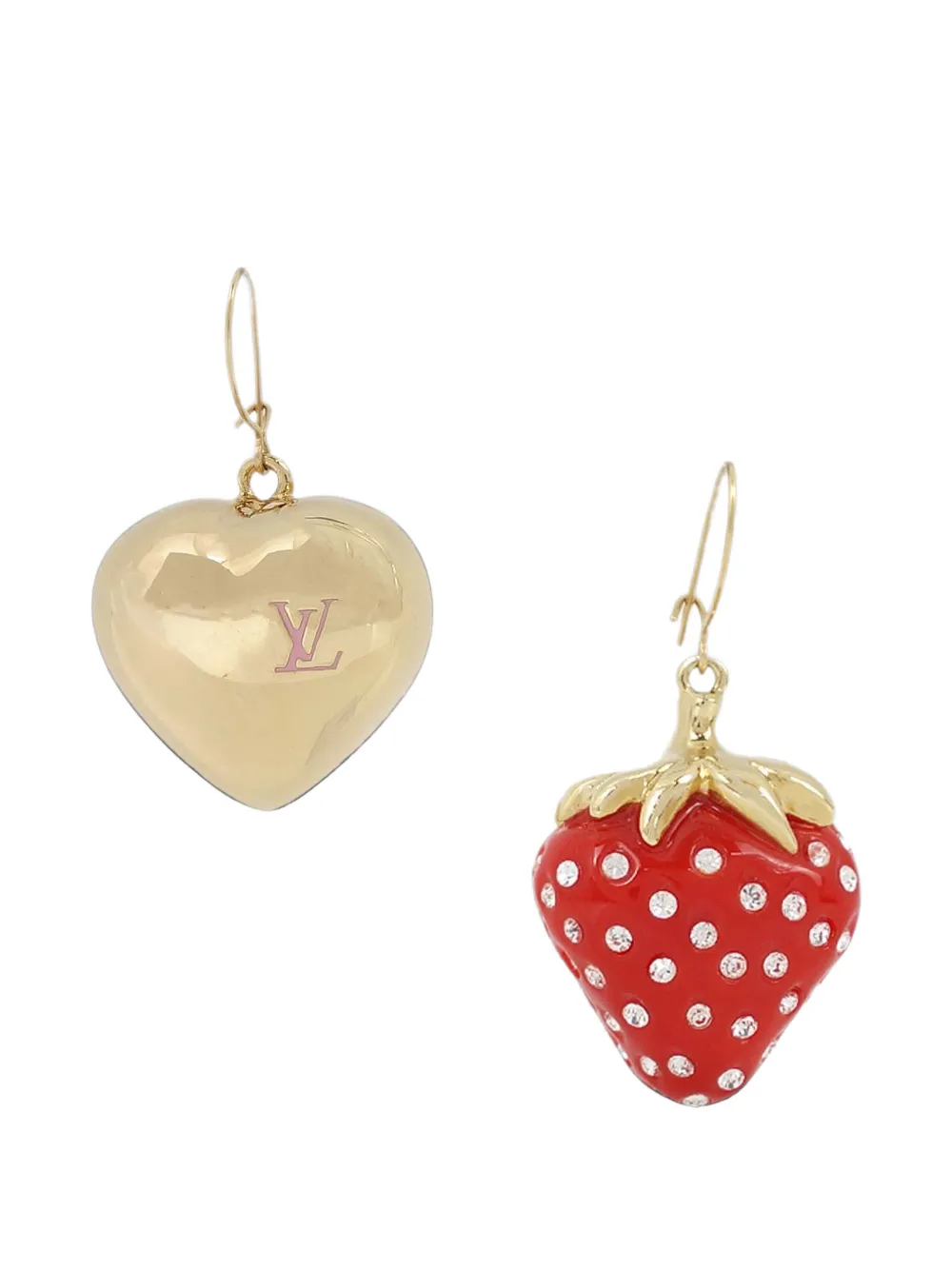 Louis Vuitton Pre-Owned heart strawberry earrings - Gold
