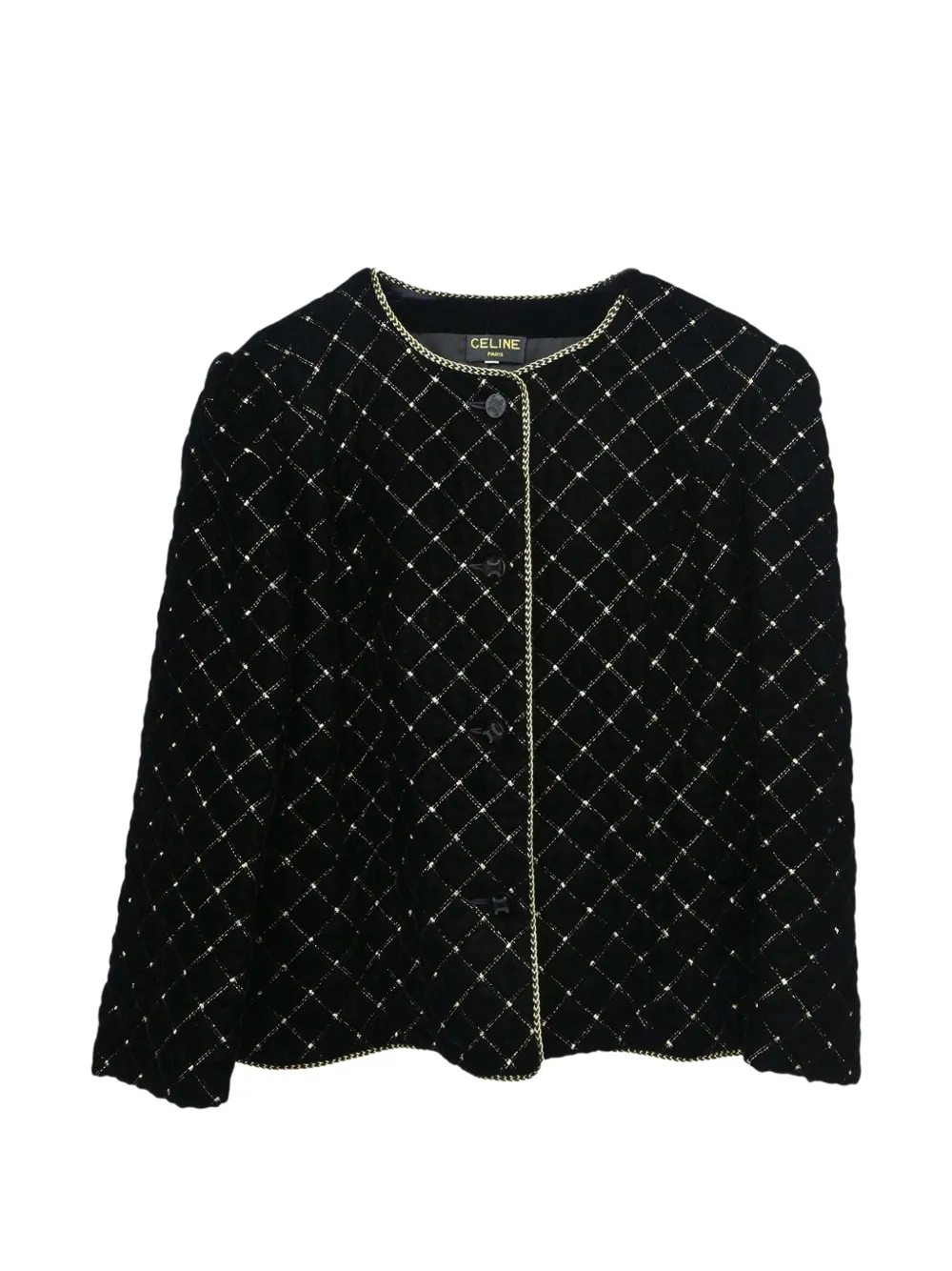 Celine Pre-Owned Kragenlose Jacke aus Samt - Schwarz