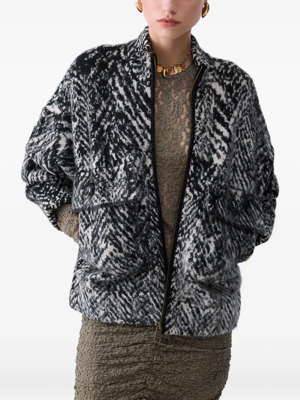 LIU JO bomber jacket in knit jacquard Zwart