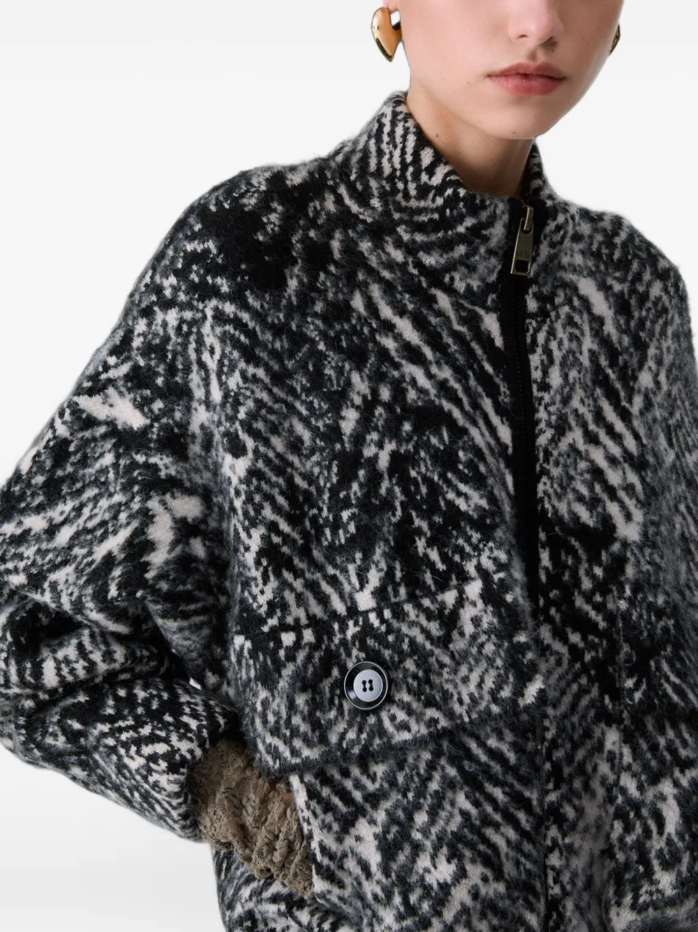 LIU JO bomber jacket in knit jacquard Zwart