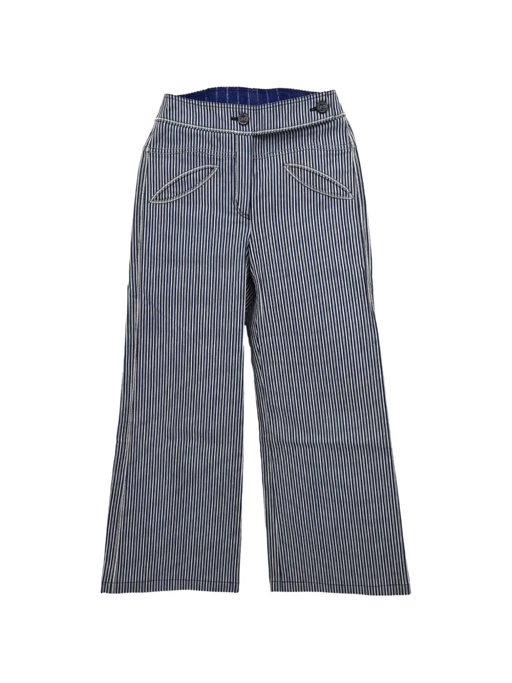 CHANEL Pre-Owned 2008 striped wide-leg trousers - Blau