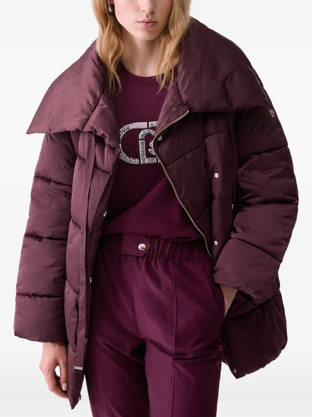 LIU JO padded jacket over in nylon glossy Rood