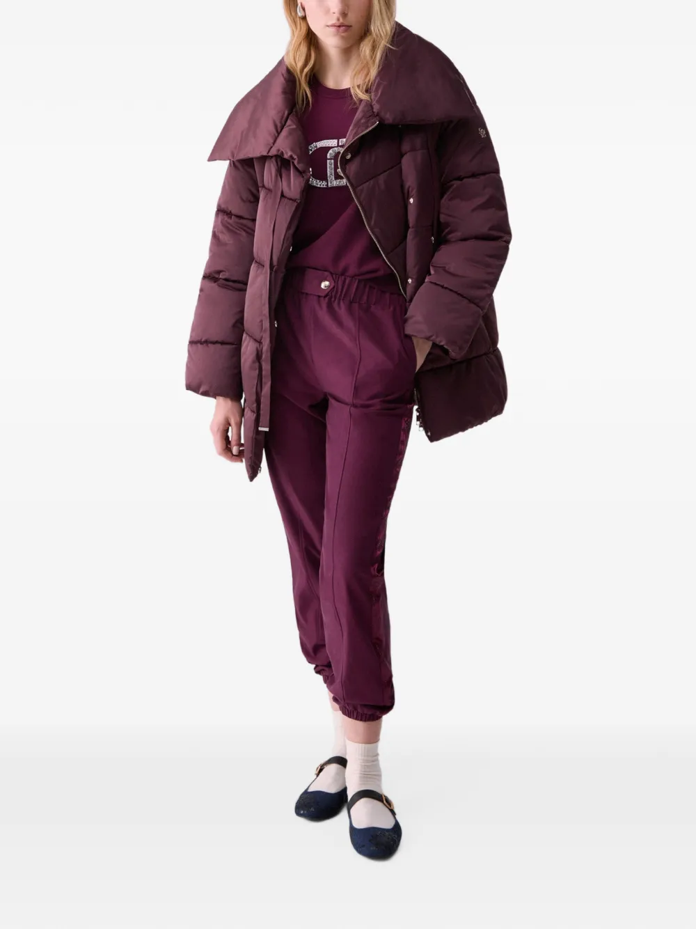 LIU JO padded jacket over in nylon glossy Rood