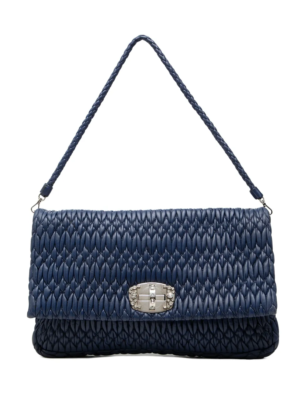 Miu Miu Pre-Owned 2010-2026 Matelasse Nappa Crystal Chain satchel - Blu