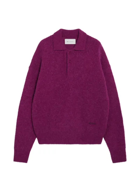 AMI Paris brushed-knit polo sweater