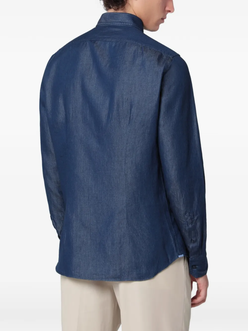 Xacus denim-effect long-sleeved shirt Blauw