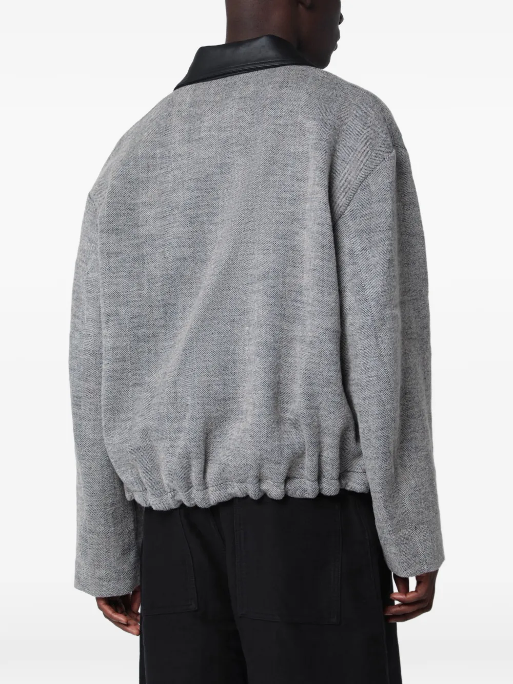 Studio Nicholson Howth leather-collar bomber jacket Grijs