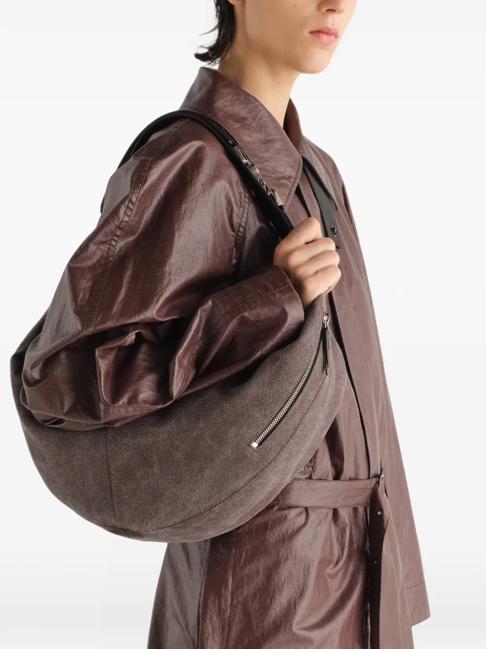 LEMAIRE Quiver Clip bag in eco heavy cotton canvas Bruin