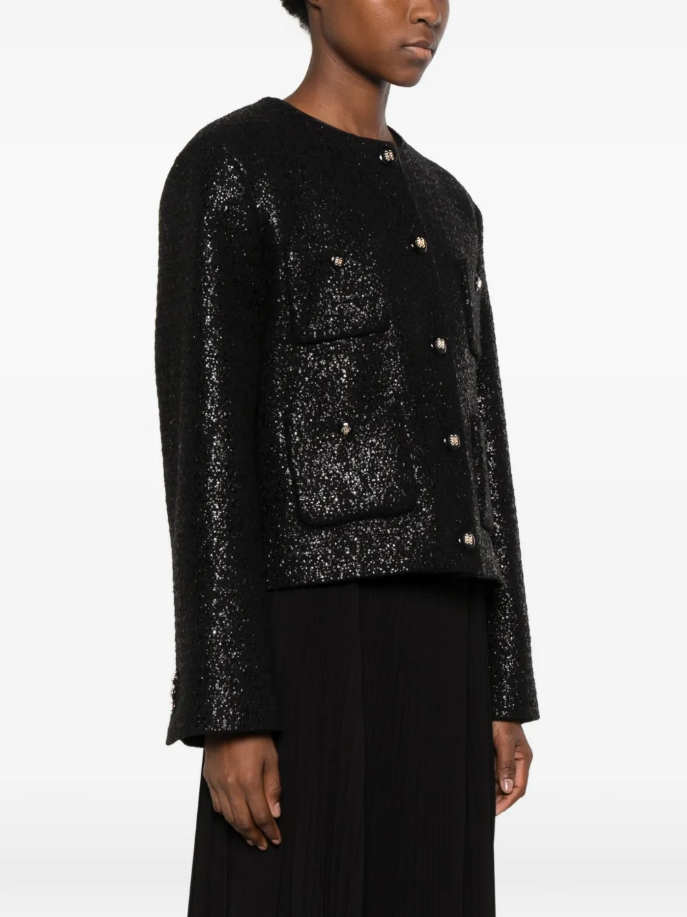 STYLAND tweed patch-pocket jacket Zwart