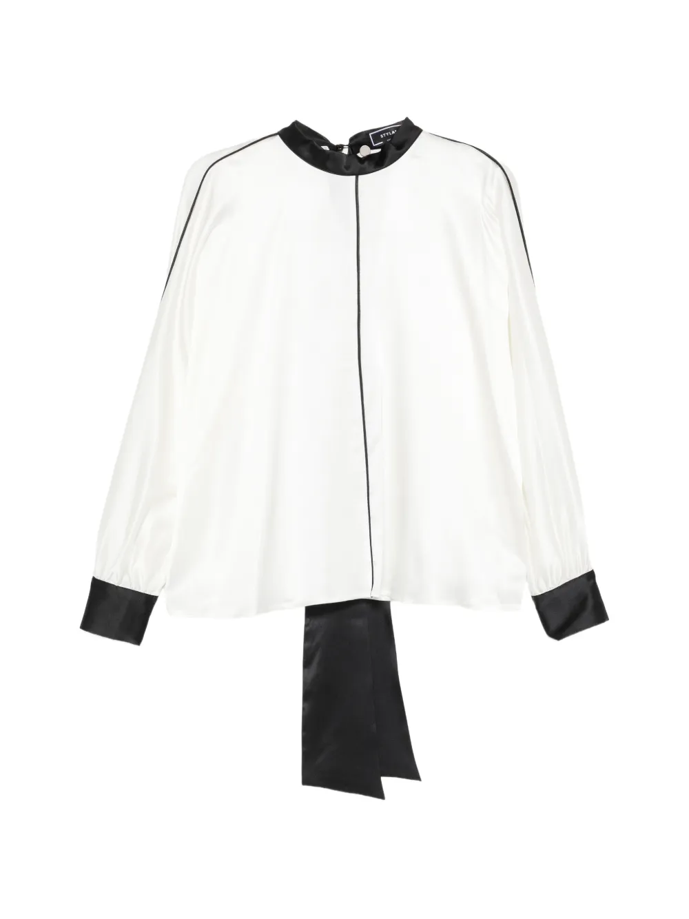 STYLAND piped-trim kimono-sleeve blouse - Bianco