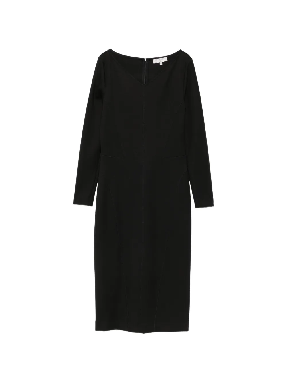 Antonelli V-neck long-sleeve midi dress Zwart