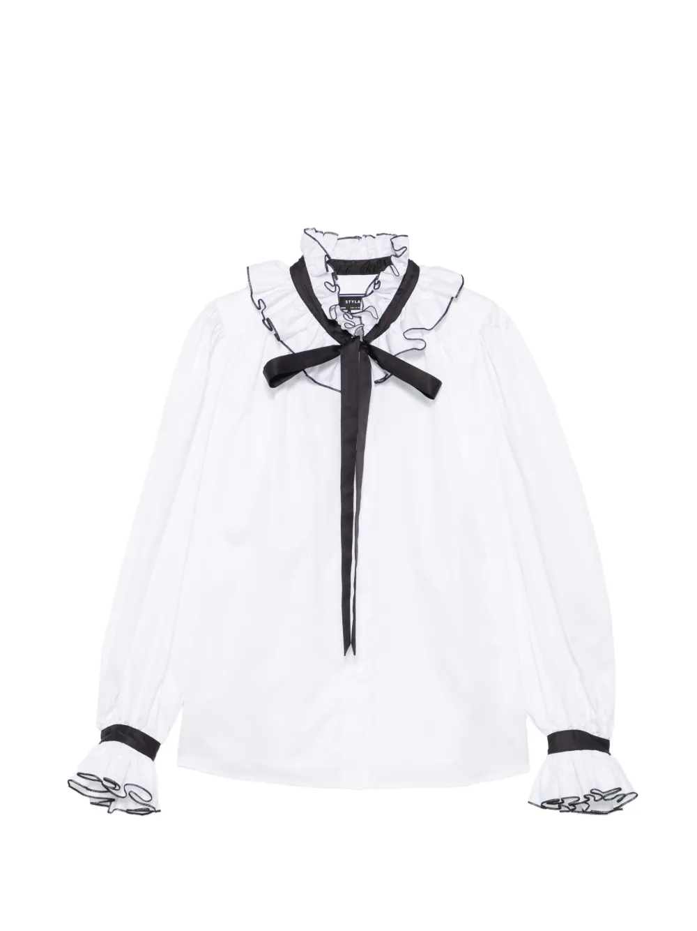STYLAND Blouse met ruches en strikdetail Wit