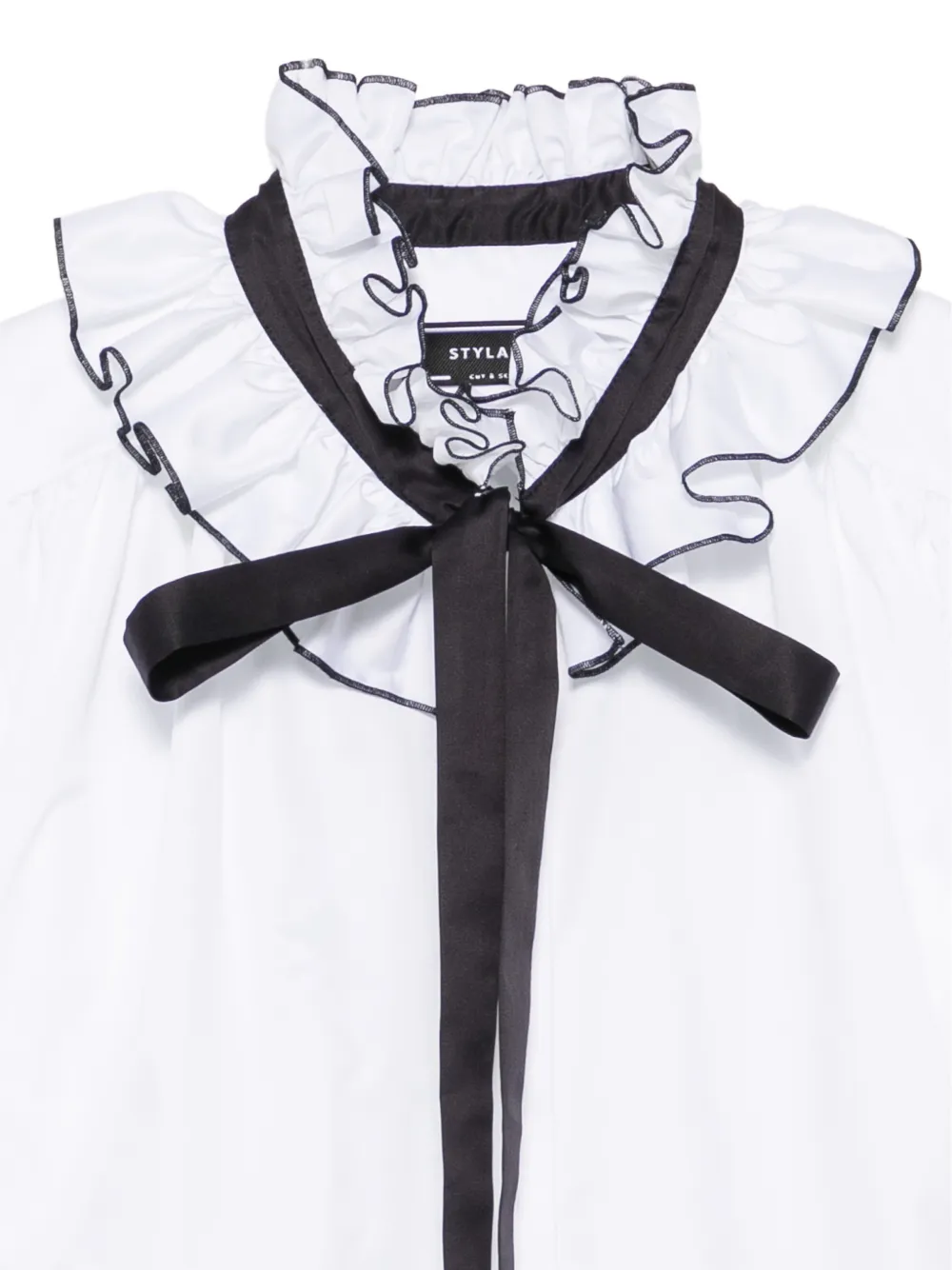 STYLAND Blouse met ruches en strikdetail Wit