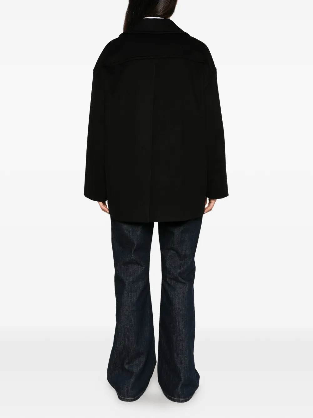 Alberto Biani double-breasted virgin wool jacket Zwart