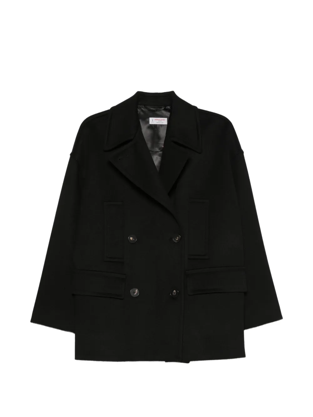 Alberto Biani double-breasted virgin wool jacket Zwart