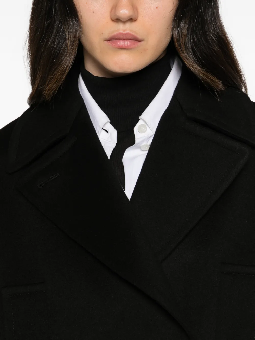 Alberto Biani double-breasted virgin wool jacket Zwart