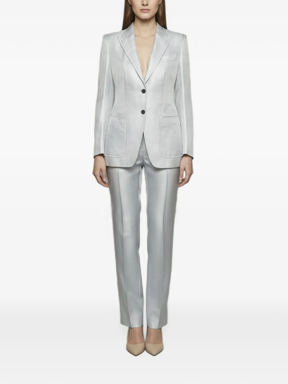 Tom Ford Vintage textured single-breasted suit - Argento