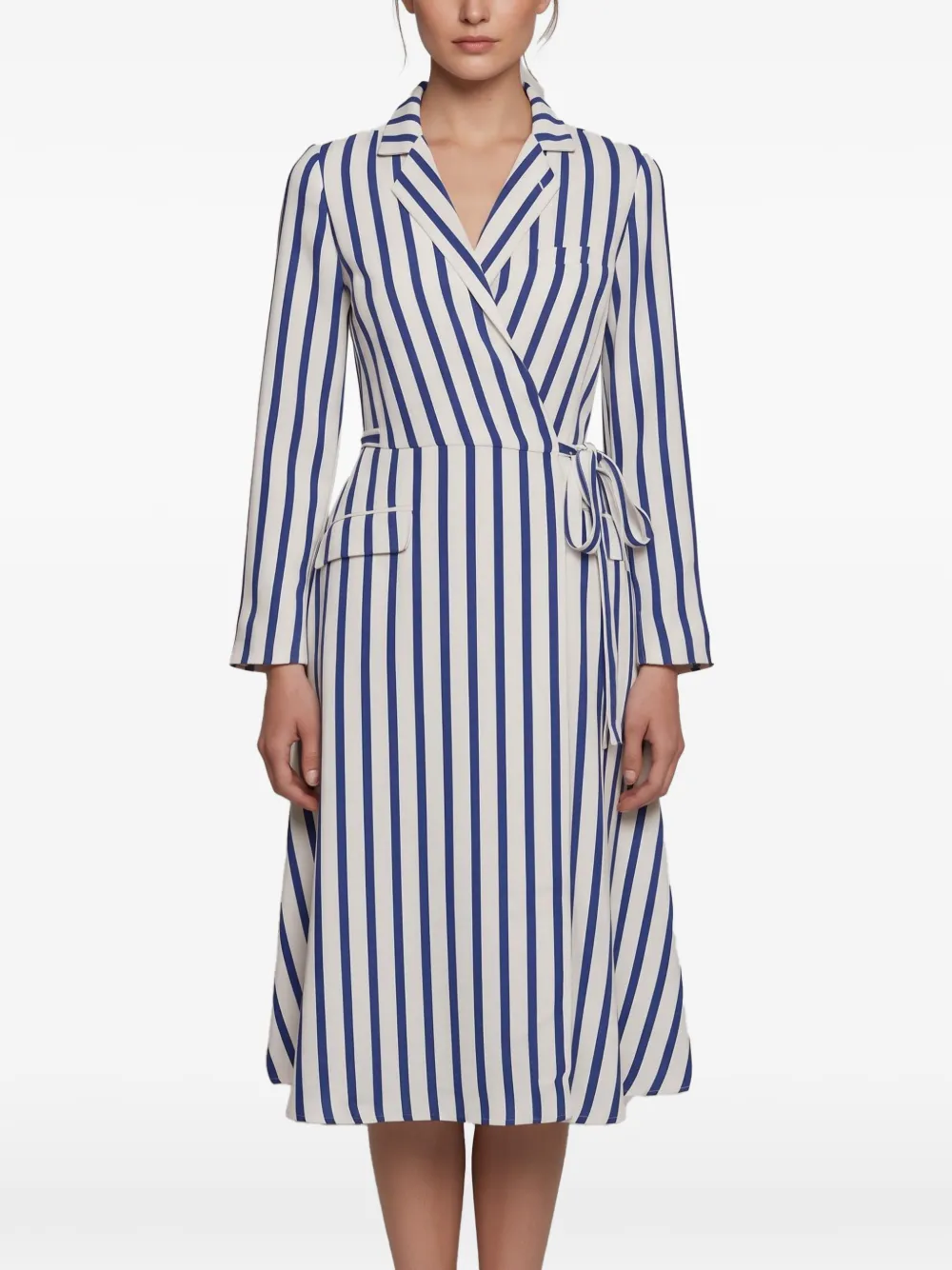 Polo Ralph Lauren Vintage striped wrap midi dress - Weiß