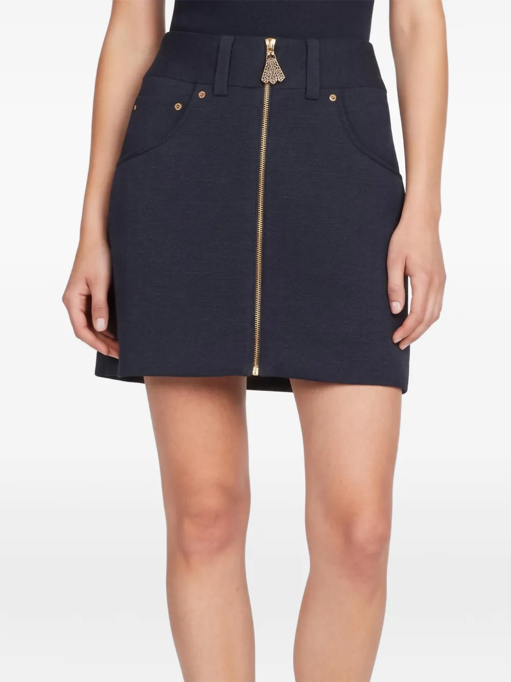 Louis Vuitton Pre-Owned rib-knit zip-up mini skirt - Blue