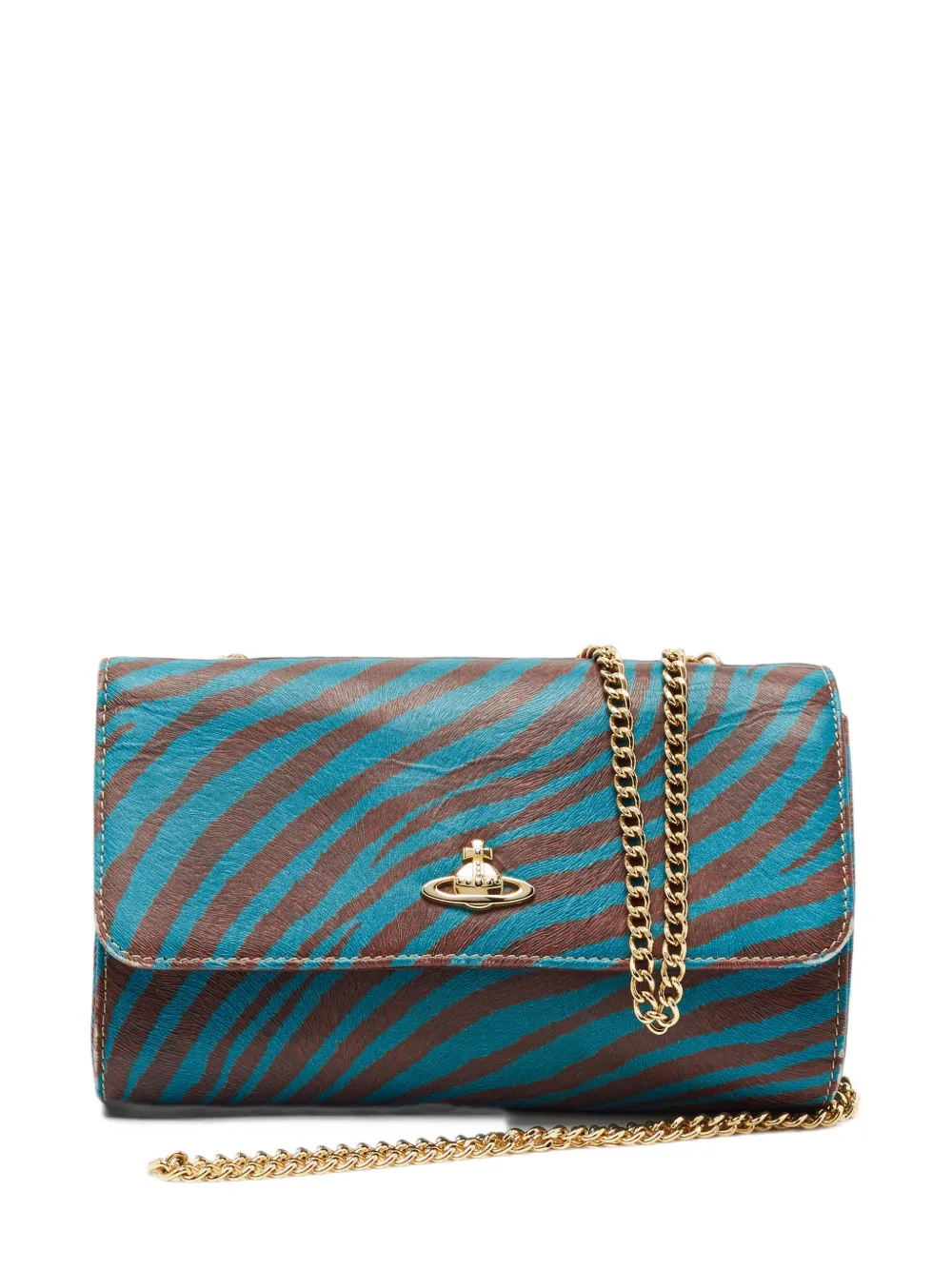 Vivienne Westwood Pre-Owned Orb zebra-print cross body bag - Blu