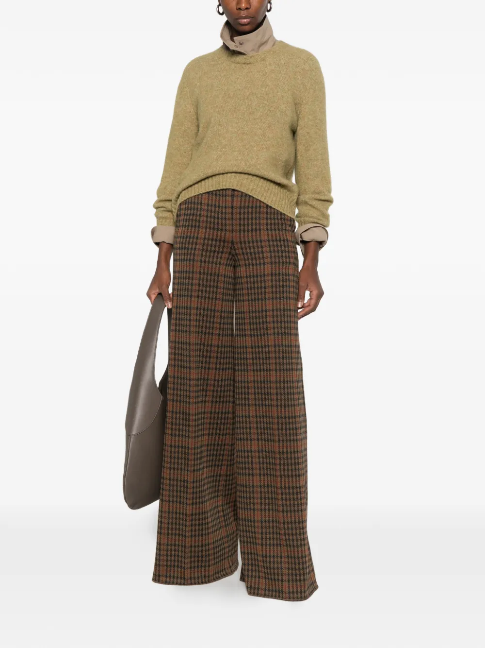 Max Mara Prince of Wales check wide-leg trousers Bruin