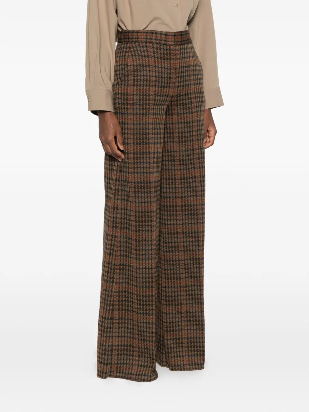 Max Mara Prince of Wales check wide-leg trousers Bruin